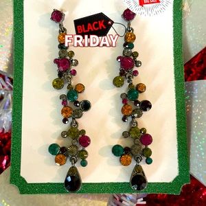 Multi Color Crystal chandeliers Holiday Earrings